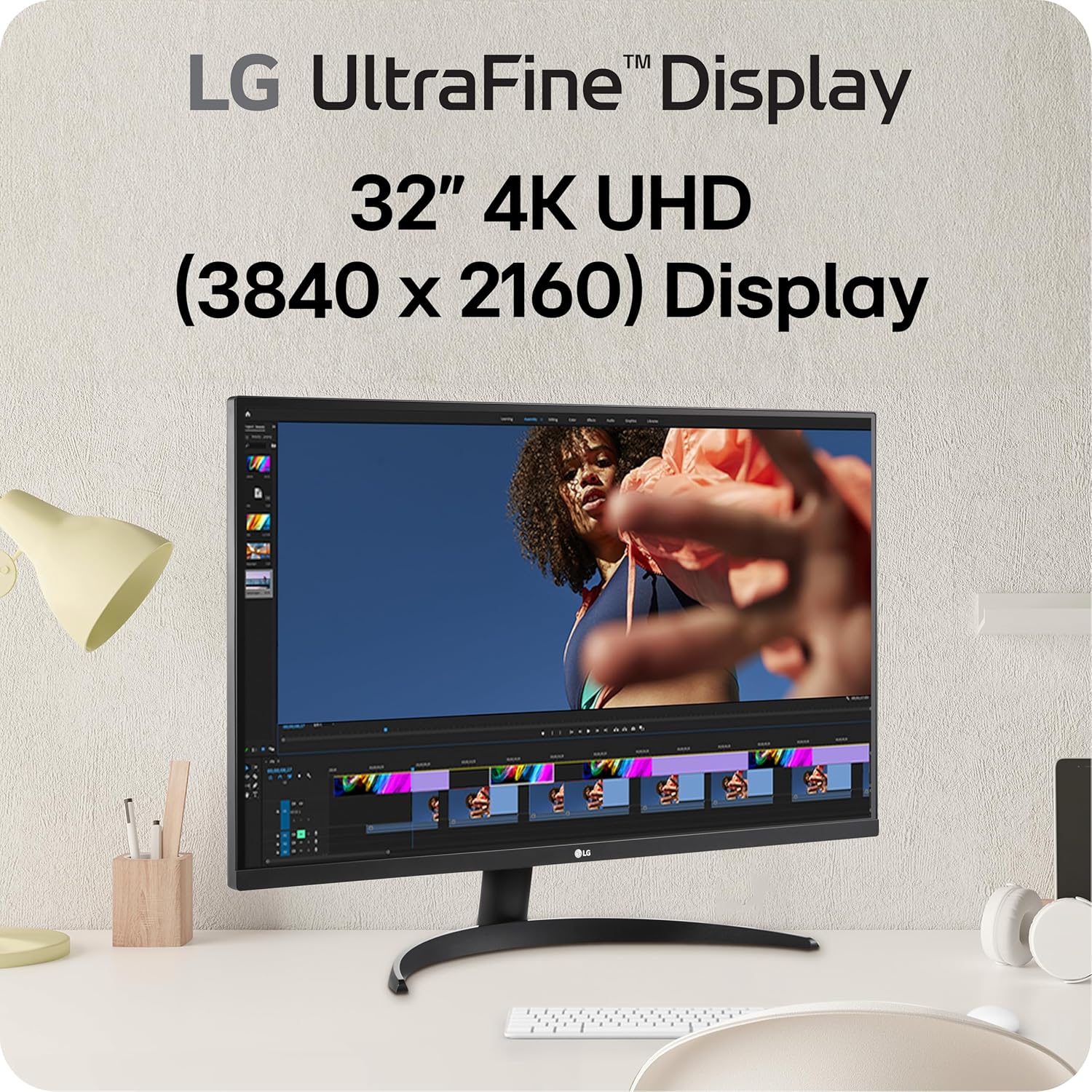LG 32UR500K-B Ultrafine 32-inch 4K UHD (3840x2160) Computer Monitor HDR10 Built-in Speaker x2 OnScreen Control Reader Mode Flicker Safe Borderless Design HDMIx2 DisplayPort Black 32UR500K-B Tilt